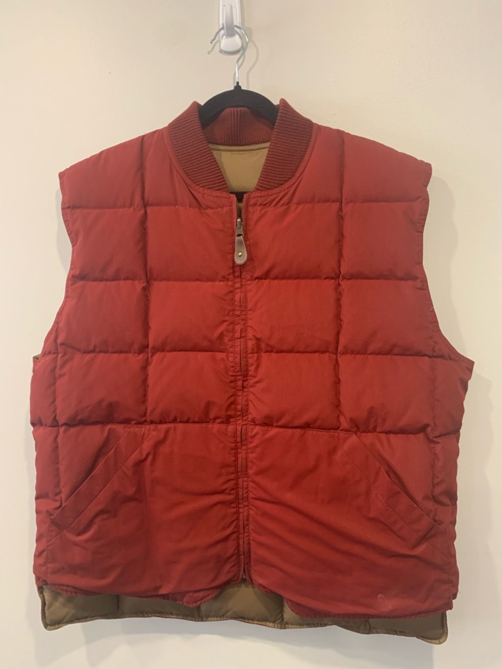 Men's Quilted Reversible Puffer Vest - Rust Red (as is)
